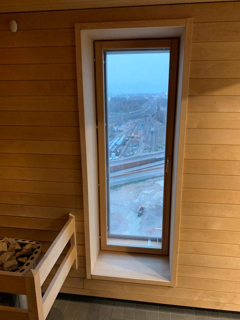 sauna in an apartment building in Finland